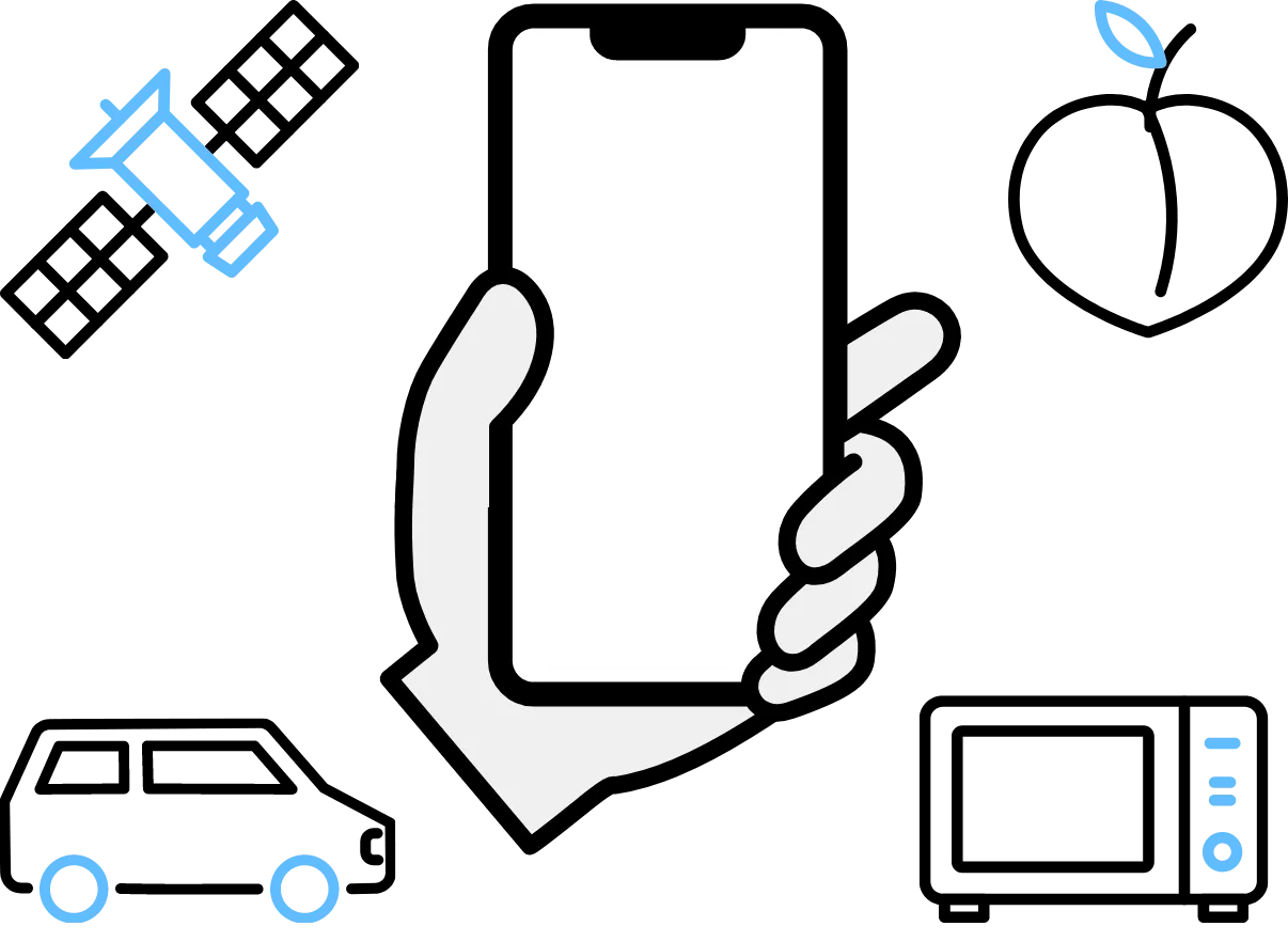 スマホ、自動車、家電等のイラスト